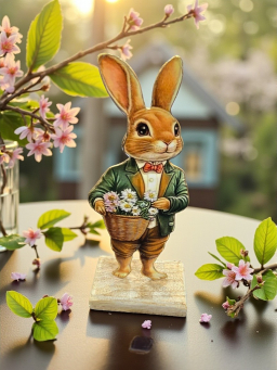 Oliver Metal Rabbit on Base 3x8in