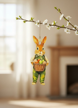 Theo Bunny Metal Ornament 2x5in