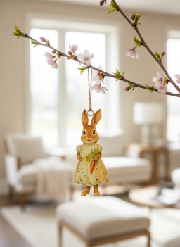 Tilly Bunny Metal Ornament 2x5in