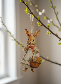 Millie Bunny Metal Ornament 3x5in