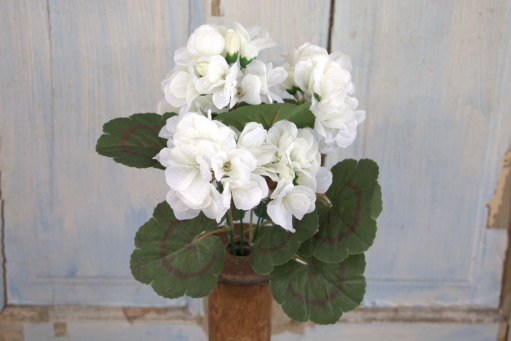 White Geranium 13in Pick