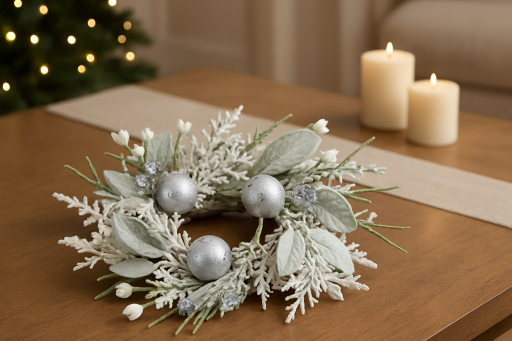 Glistening Holiday Cheer 6.5in Candle Ring