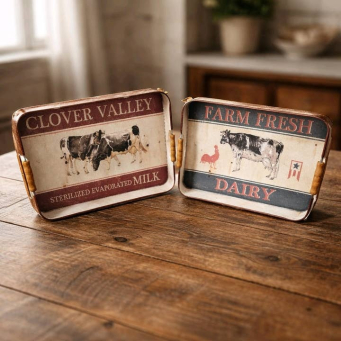 Cows Metal Tray Set of 2 - 20x13 and 18x11in