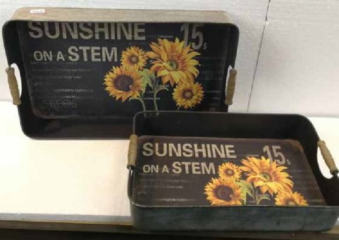 Sunflowers Metal Tray Set of 2 - 20x13 and 18x11in