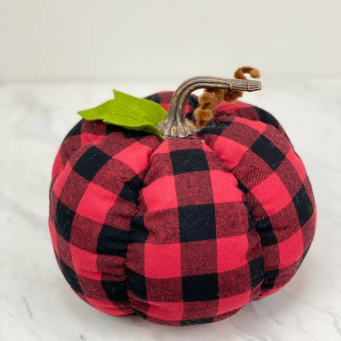 Red & Black Check 9in Pumpkin