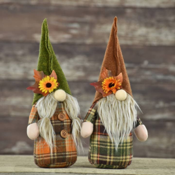 McPlaid 13in Set of 2 Gnomes