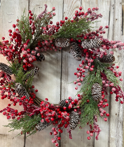 Snow Covered Red Berry Wreath