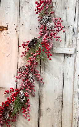 Snow Covered Red Berry Garland