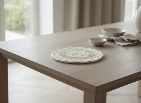Beige & Cream Braided Round Trivet 8x8in