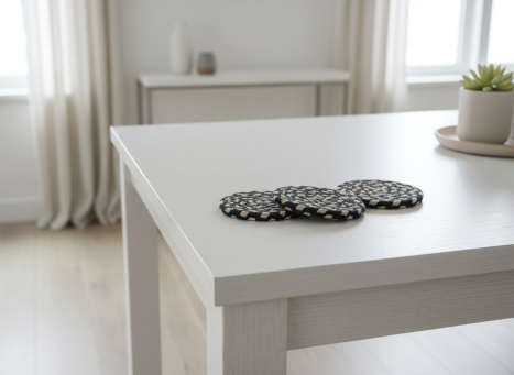 Black & Cream Braided Coasters 4x4in Set of 4pcs