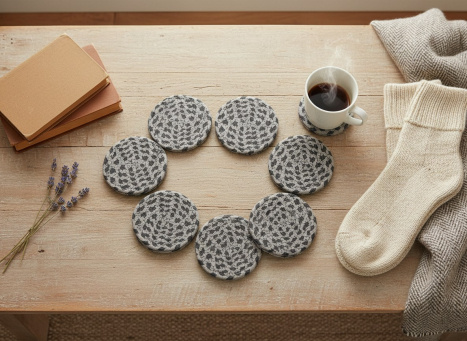 Black & Grey Braided Coasters 4x4in set of 4 pcs