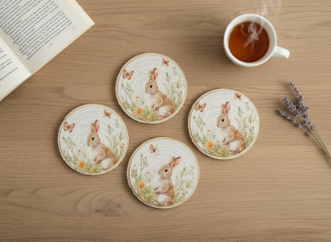 Spring Time Braided Coasters 4x4in Set of 4 pcs