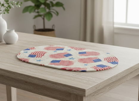 Cream Americana Braided Oval Placemat 19x12in