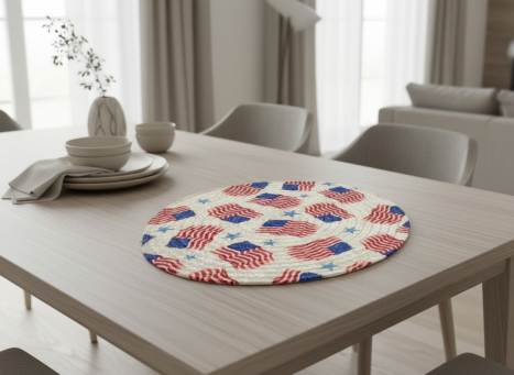 Cream Americana Braided Round Trivet 10x10in
