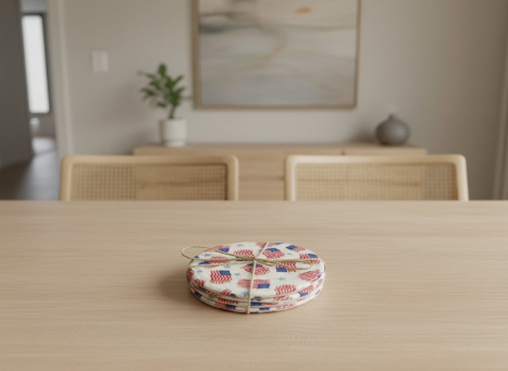 Cream Americana Braided Coasters 4x4in Set of 4 pcs