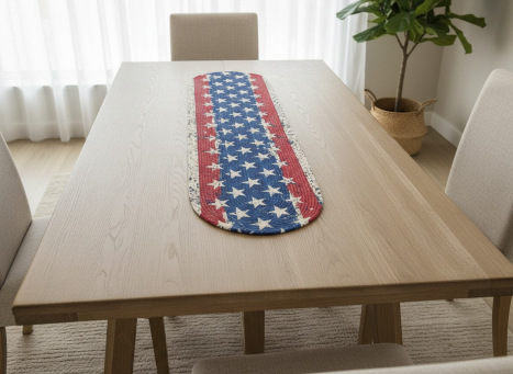 American Flag Braided Oval Runner 36x12in