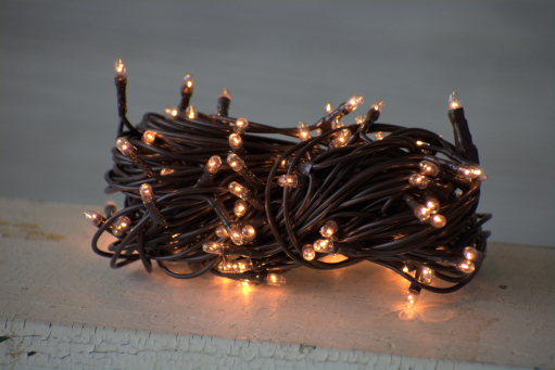 50 Bulb Primitive RICE String Lights 10ft Brown Cord - Steady On