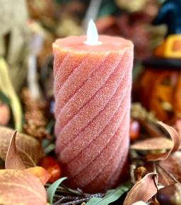 Orange Swirl Frosted Moving Flame LED Candle 3x6in