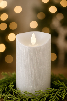 Silver Metallic Moving Flame LED Candle 3x6in