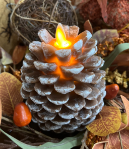 Pine Cone Moving Flame LED Candle 4x4.5in