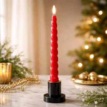 Red Spiral Taper 3D Flame 10in Set of 2