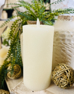 Cream Frosted Moving Flame LED Candle 3x6in