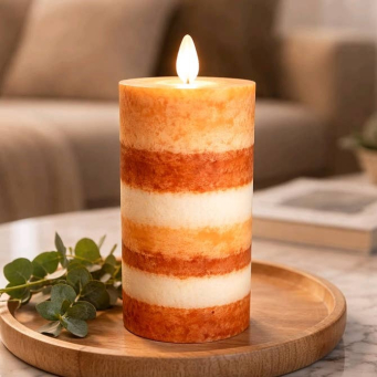 7 layer Fall Mottle Moving Flame LED Candle 3x6in