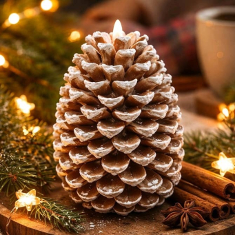 Pine Cone Moving Flame LED Candle 5x6.5in