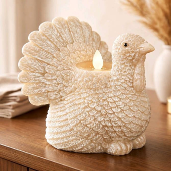 Turkey Shaped Moving Flame LED Candle 5.2x5x5in