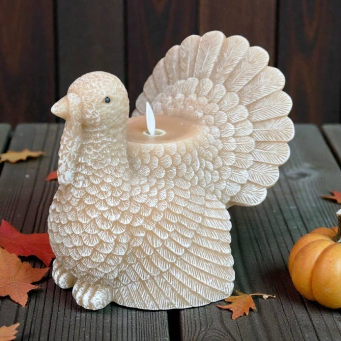 Turkey Shaped Moving Flame LED Candle 6.1x6.1x6.2in