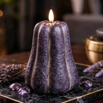 Black Pumpkin Moving Flame LED Candle 3.8x4.7in