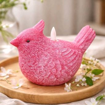 Cardinal Shaped Moving Flame LED Candle 6.1x4.3x3.5in