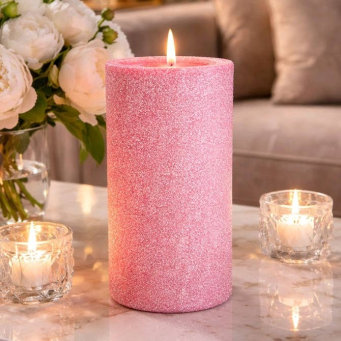 Red Frosted Moving Flame LED Candle 5x11.5in