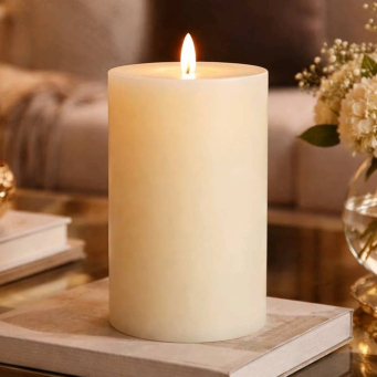 Cream Moving Flame LED Candle 5x8in