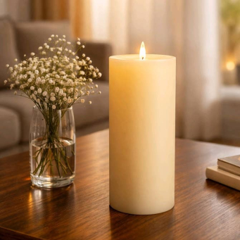 Cream Moving Flame LED Candle 5x11.5in