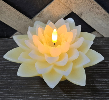 Yellow Lotus 3D Flame LED Candle 5.5x3in