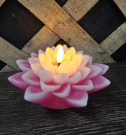 Pink Lotus 3D Flame LED Candle 5.5x3in