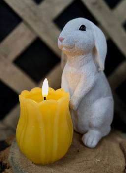 Yellow Tulip 3D Flame LED Candle 3x3.5in