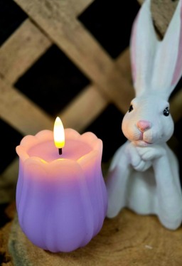 Lavender Tulip 3D Flame LED Candle 3x3.5in