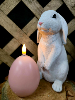 Pink Egg Shaped 3D Flame LED Candle 3x3.5in