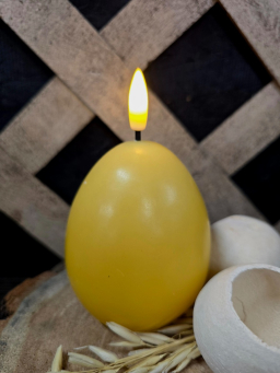 Yellow Egg Shaped 3D Flame LED Candle 3x3.5in