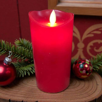 Bright Red 3x6in Moving Flame LED Candle
