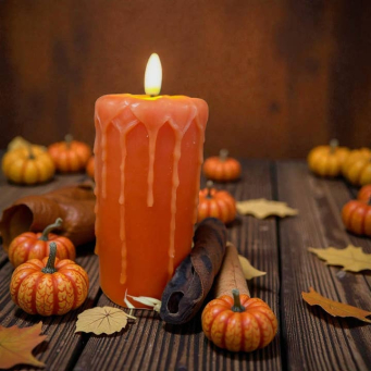 Melted Orange Drip 3x6in Realistic Flame LED Candle