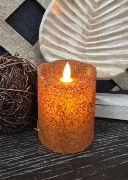 Grunge Moving Flame 3x4in LED Candle