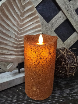 Grunge Moving Flame 3x6in LED Candle