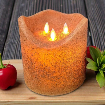 Grunge 3 Wick Moving Flame 6x6in LED Candle
