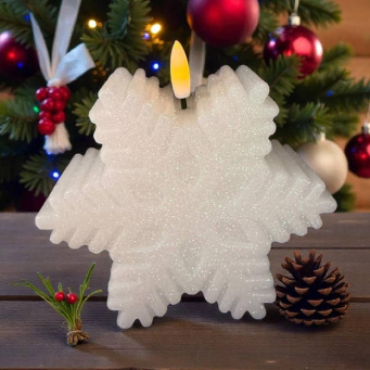Snowflake Candle 2x5in Realistic Flame