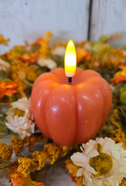 Mini pumpkin Realistic Flame 2in H Set of 2