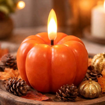 Mini pumpkin Realistic Flame 2in H Set of 2