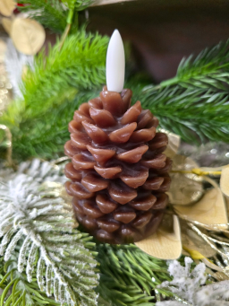 Mini Pinecone Realistic Flame 2.75in H Set of 2